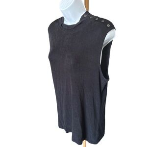 Chico's Black Sleeveless Tee with Shoulder Buttons